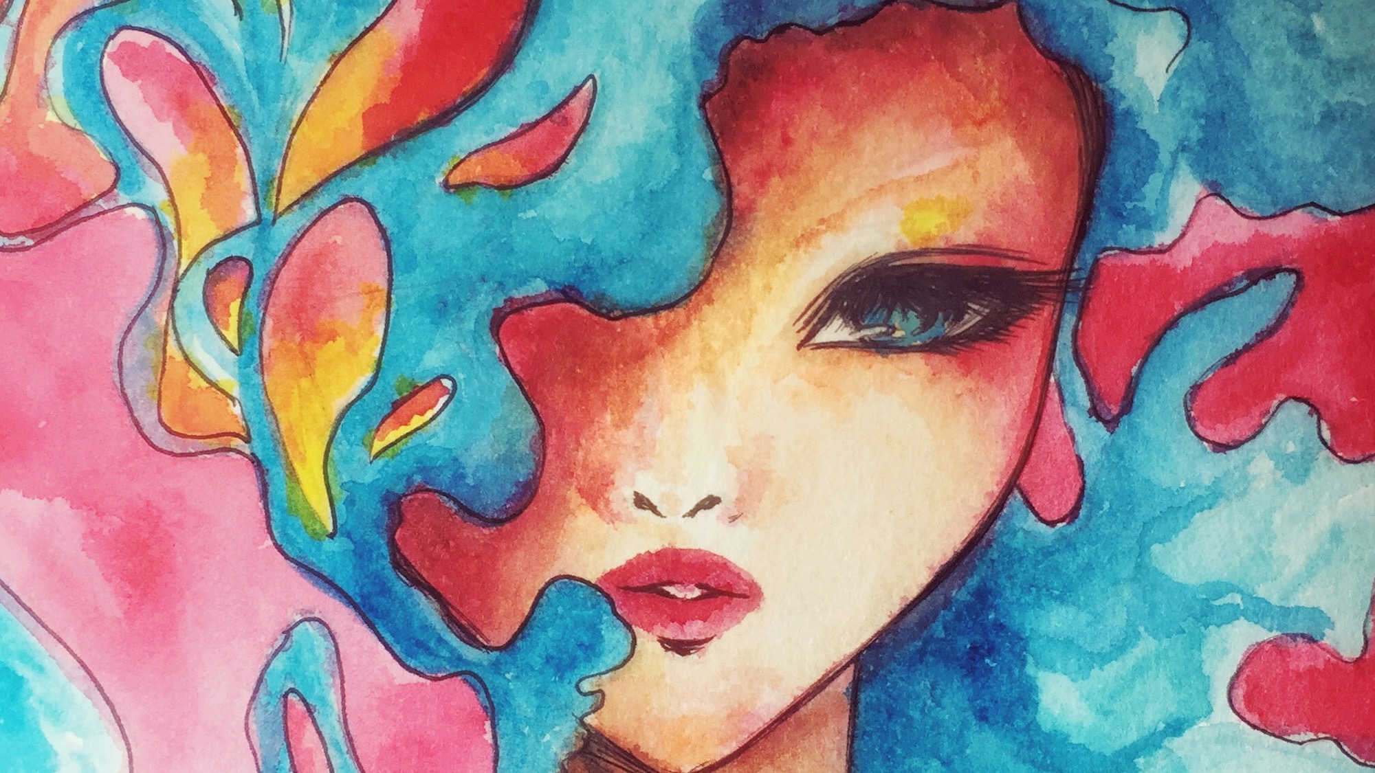 Colorful mixed-media portrait